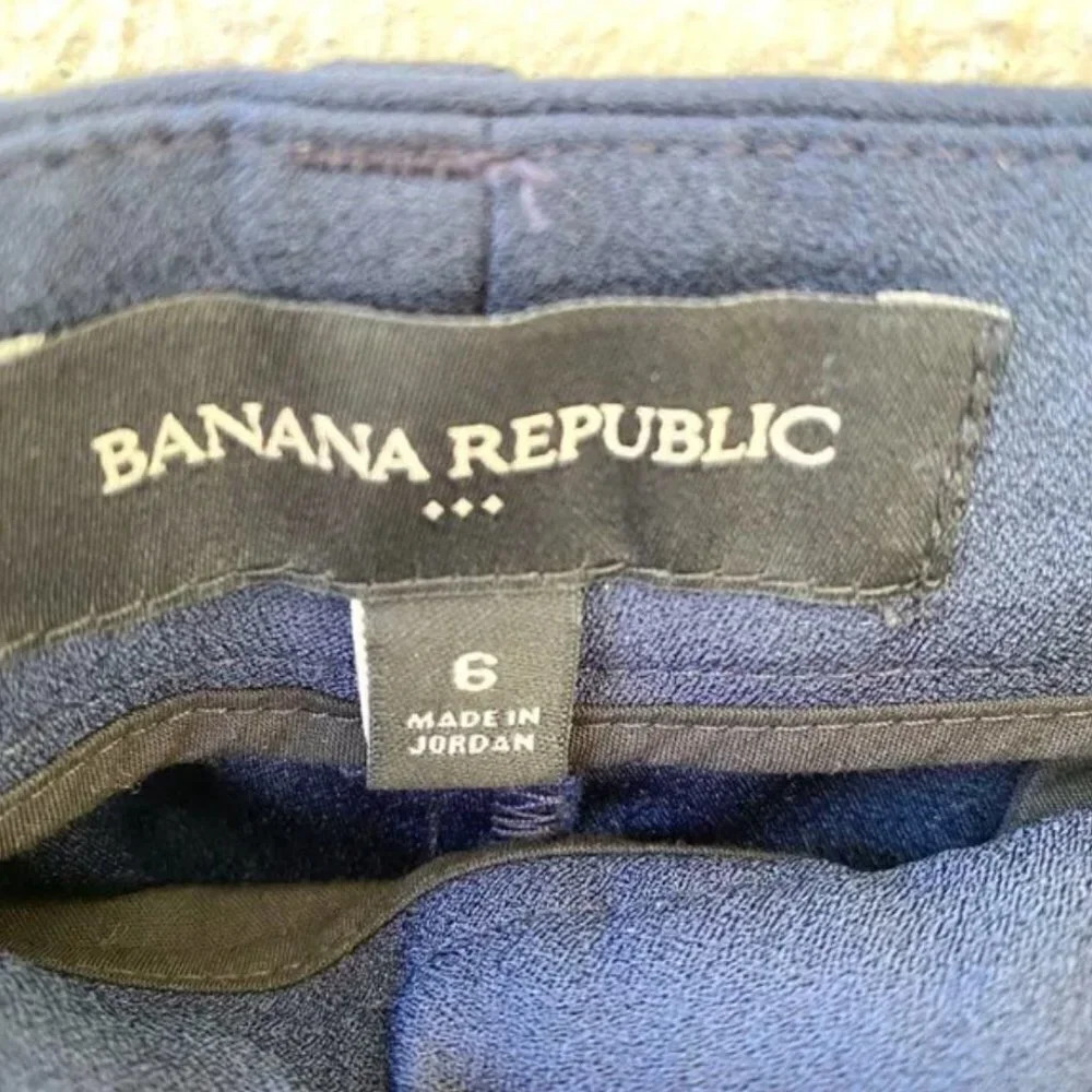 Banana Republic Midrise Tie Waist Paper Bag Shorts Navy 6 - Picture 9 of 10